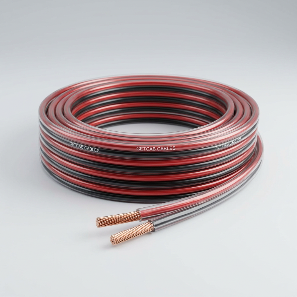 GETCAB Speaker wire with GETCAB CABLES printed on the jacket
